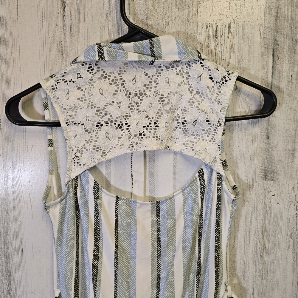 No boundaries Striped Sleeveless Button-Down Dress women's size XS - Picture 4 of 8